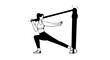 © FibriyaStock - Minimalist line art of a fit woman in a lunge pose doing a resistance band exercise.