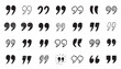 © lembergvector - Collection of diverse hand drawn quotation marks, speech bubbles, and quote icons for messaging, dialog, and typographic design, isolated on white background vector illustration