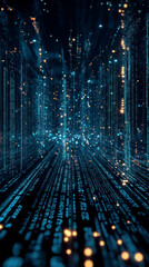 computer code concept with 3d digital binary code background, futuristic technology theme, abstract 