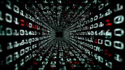 computer code concept with 3d digital binary code background, futuristic technology theme, abstract 