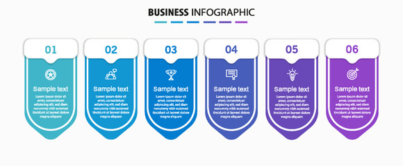 Wall Mural - infographic design business template with 6 options, steps. can be used for workflow layout, diagram