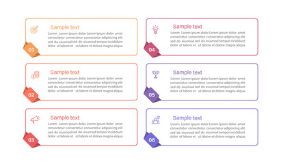 Wall Mural - infographic design business template with 6 options, steps. can be used for workflow layout, diagram