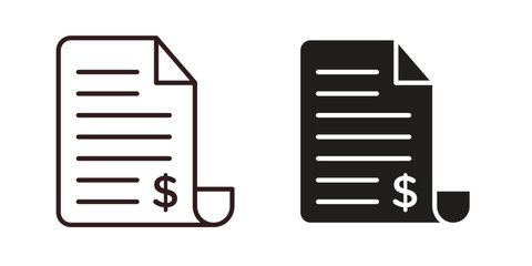 Invoice Icons in Two Styles Isolated on White Background