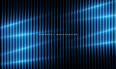 Wall Mural - Black and blue abstract modern 3D ribbed background with neon lines. Vector illustration