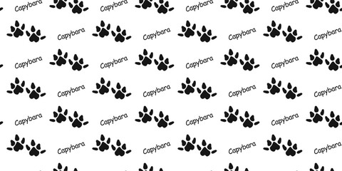 Seamless pattern. Capybara hind paws. Capybara paw print. Vector illustration.
