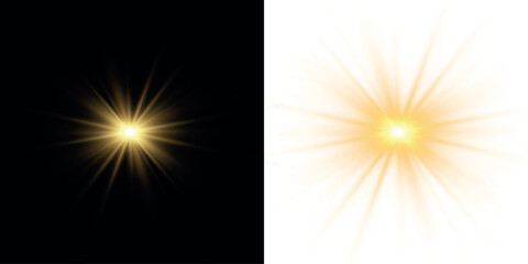 Wall Mural - png white star light, sparkle. yellow light effect. shining light with yellow gold color. png spotli