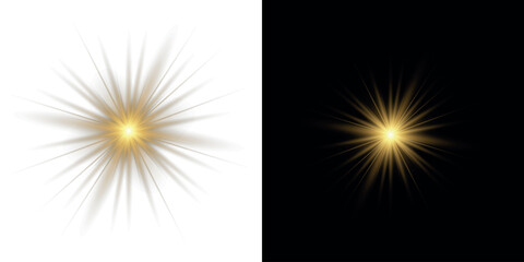 Wall Mural - png white star light, sparkle. yellow light effect. shining light with yellow gold color. png spotli