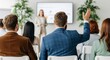 © Manji - Professional Audience Engaged in Business Presentation with Focused Attendee Asking Question