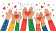 © hsn - Hands hearts love support care giving charity donation kindness stars together wellbeing friendship help