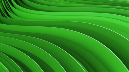 3d animation green waves motion background seamless looping