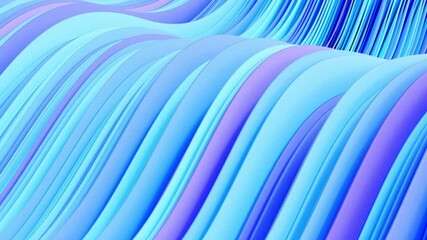 3d animation blue and purple waves lines motion background seamless looping