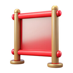 3d festive red and gold display stand isolated on transparent background