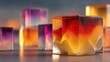 © Alger - Abstract business optimization concept featuring floating geometric shapes on a smooth gradient background.
