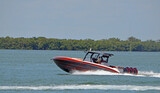 Hi-End Motor Boat Powered by Three Outboard Engines