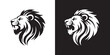 © AIcon Star - bold lion head mascot logo vector in contrasting black white dual color symmetrical illustration for sports teams