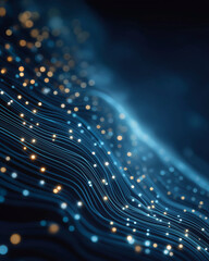 Wall Mural - digital waves of connectivity: an abstract rendering of interconnected data streams and glowing node