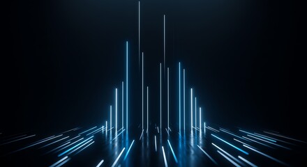 Wall Mural - blue light lines abstract digital background