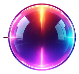Wall Mural - png 3d render of neon full moon icon sphere purple light.