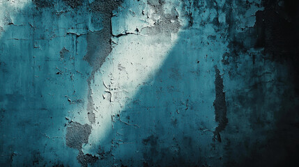 Sticker - A darkly background wall painted in light blue, with lots of deep shadows creating a moody atmosphere. 