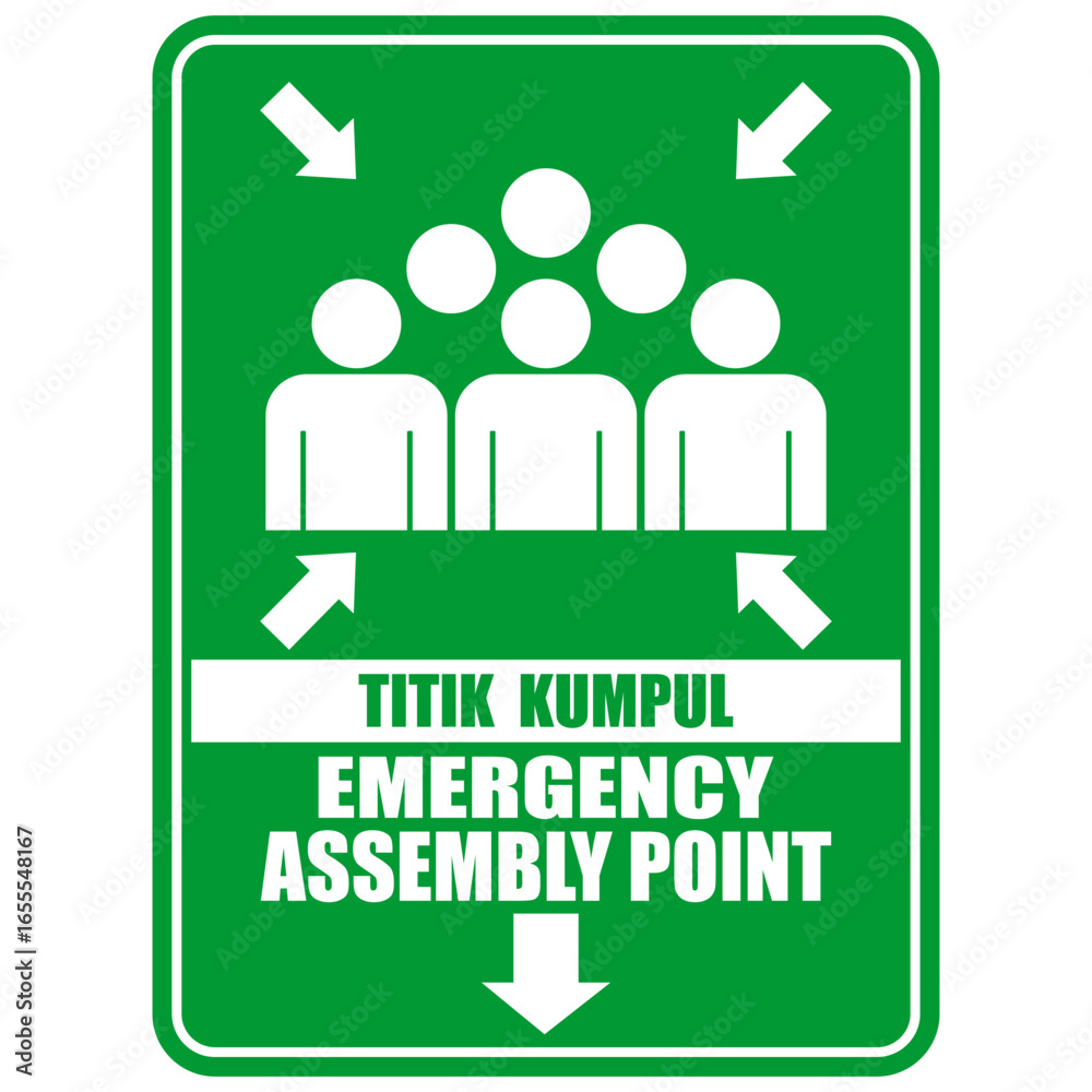 Emergency assembly point, sign and sticker vector Stock Vector | Adobe ...