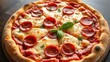 © zh10 - A gourmet pepperoni pizza with melted cheese, presented in an inviting overhead composition.