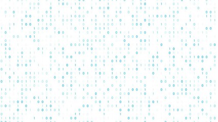 Computer binary numbers data wall loop motion on white background.
