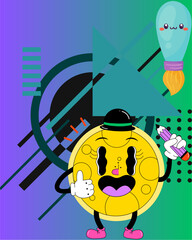 Wall Mural - Cartoon Character with Pencil