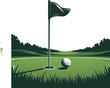 © MstHazara - Golf course green with flag or flagstick and golf ball