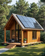 © 11 - Modern Sustainable Cabin with Solar Panels Surrounded by Lush Green Forest Landscape