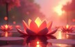 © han - 3D rendering Loy Krathong floating flower background. Loy krathong festival. High quality