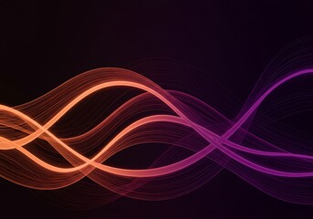 Wall Mural - an abstract, three-dimensional digital art pattern with flowing waves and a vibrant pink-to-purple g