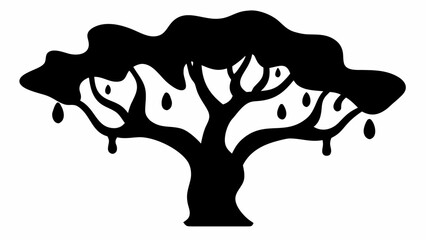 Wall Mural - Illustration of a stylized black tree with dripping elements on a white background artfully designed