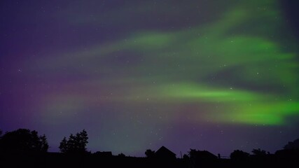 Wall Mural - aurora borealis, polar lights with milky way stars. time-lapse video.