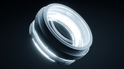 Canvas Print - a futuristic and abstract design featuring a glowing, swirling ring with a metallic texture, set aga