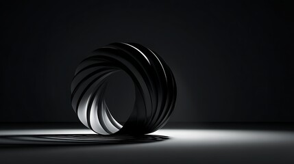 Canvas Print - abstract chrome ring with light reflections on a dark background creates a futuristic and modern des