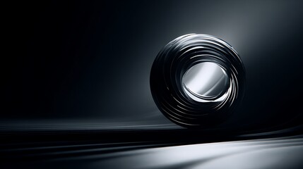 Canvas Print - abstract dark sphere with light reflection, futuristic and modern design, great for wallpaper or bac