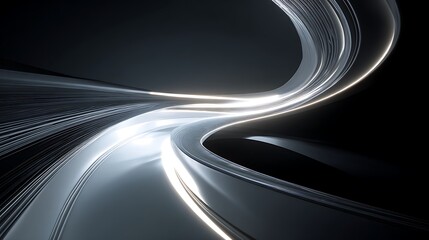 Canvas Print - futuristic abstract background with a winding light trail, creating a sense of speed and motion thro