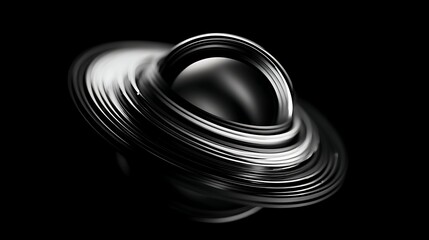 Canvas Print - abstract 3d render featuring a swirling, ringed sphere on a black background, perfect for modern des