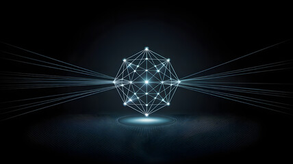 Digital data streams with glowing lines and binary code