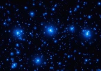 Wall Mural - A deep space view of numerous glowing blue stars against a black background