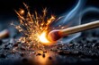 © YouraPechkin - Creating sparks with a match against a dark surface in a captivating close-up shot