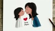 © Nataliia_Trushchenko - Drawing of a woman and a child with a heart in the middle. The drawing is titled 'Love Mom'