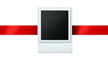 Canvas Print - blank vertical frame with red stripe graphic overlay, cut out transparent