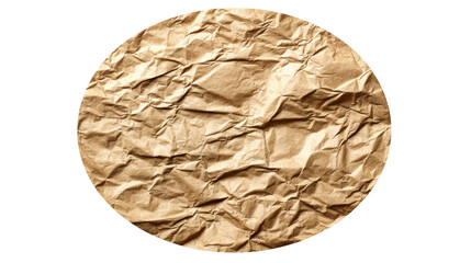 Wall Mural - textured crumpled brown paper circle isolated on white background, cut out transparent