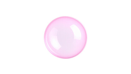 Shiny pink bubble isolated on solid white background Png format
