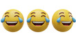 © STOCK CART - Three laughing emoji with tears of joy expressing happiness, joy, and amusement. They are perfect for conveying humor, laughter, and positive emotions.