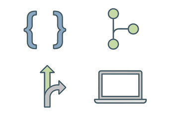 vector illustration of programming symbols and laptop