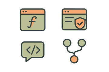 vector illustration of web dev tools for digital projects