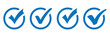 © Oliver Vandenberg - Check box icon with correct, accept checkmark icons blue tick box, check list circle frame. Checkbox symbol sign. Check mark box frame. Blue tick mark icon vector set. Blue checkmark icon set.