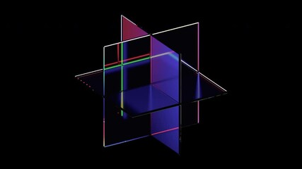 Wall Mural - abstract animation, rotating glass geometric shape, 4k seamless looped video, 3d render